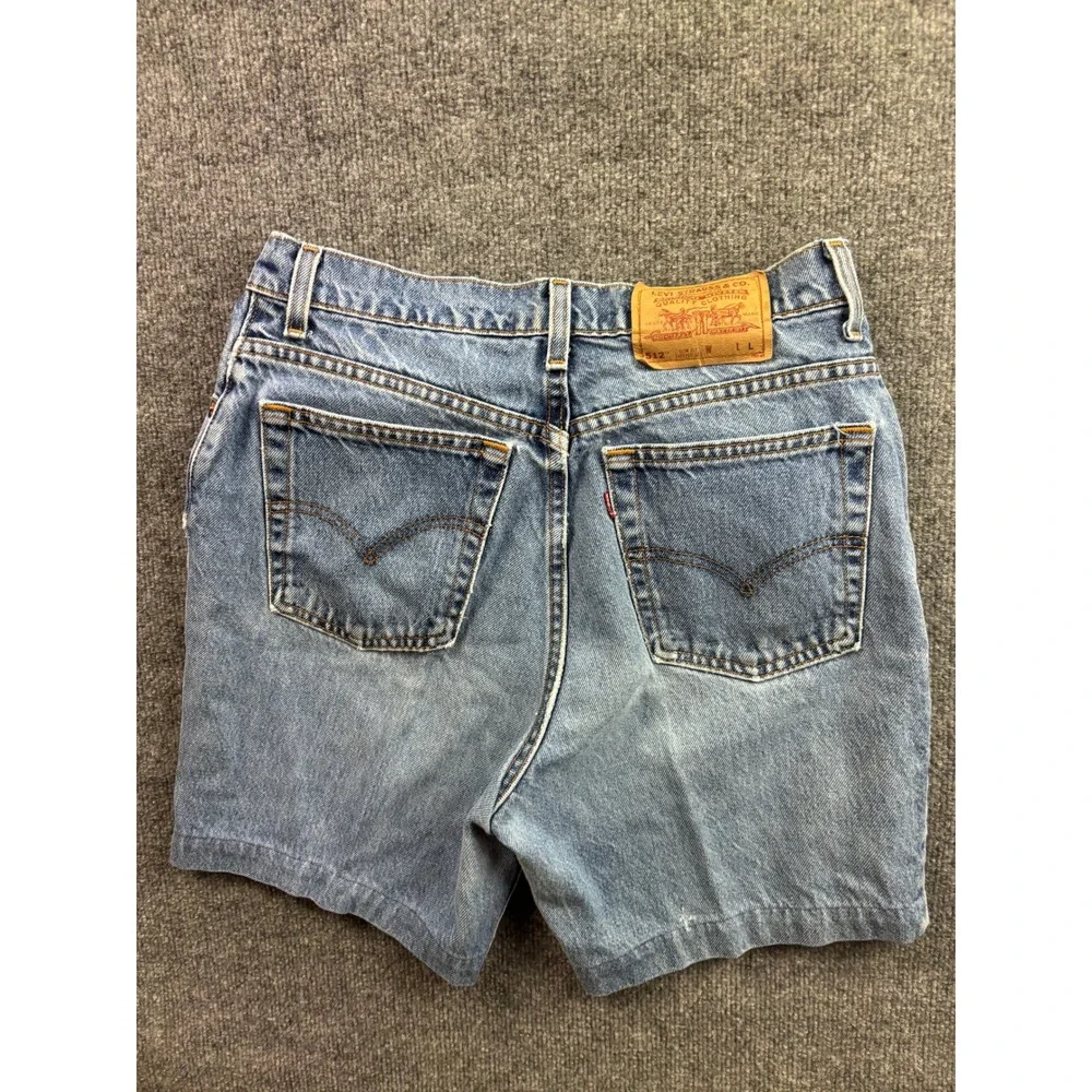 Vintage Levi's 512 Denim Shorts Womens 13 Long Blue High Waisted Slim Tapered